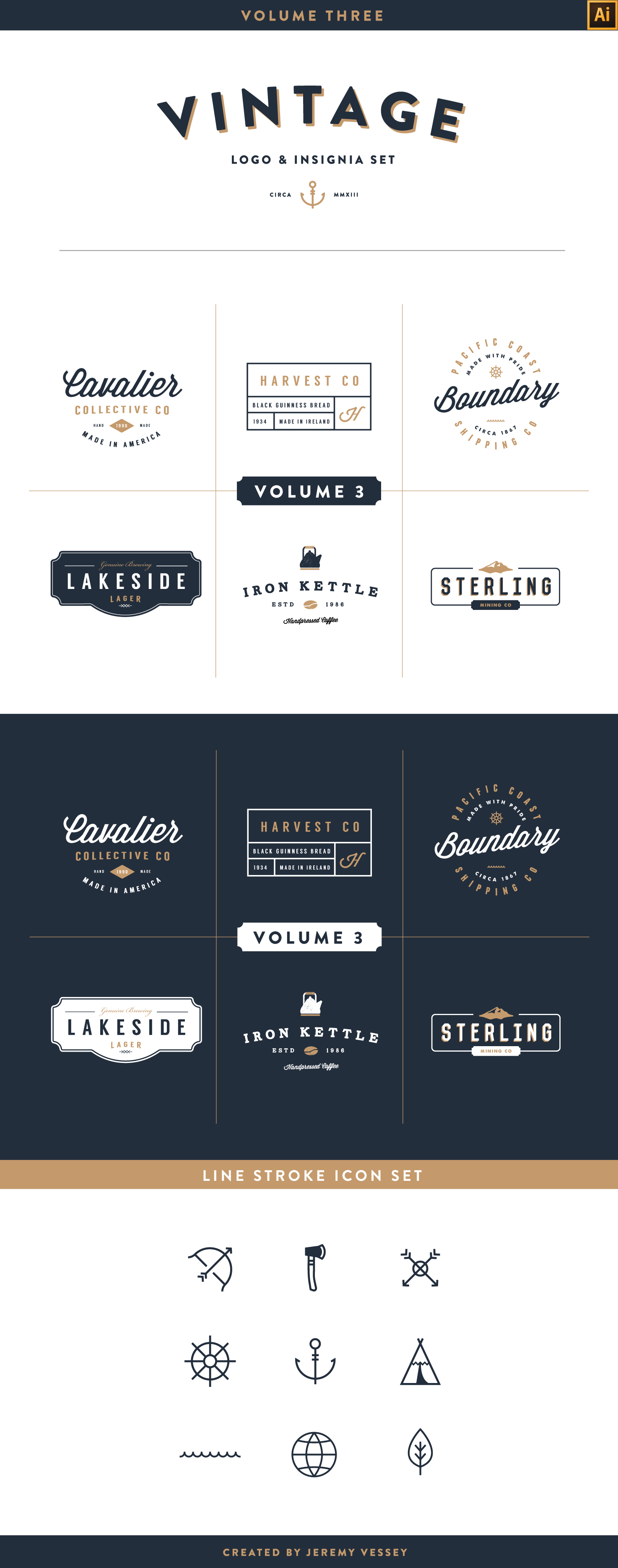 Vintage logo. PSD+AI