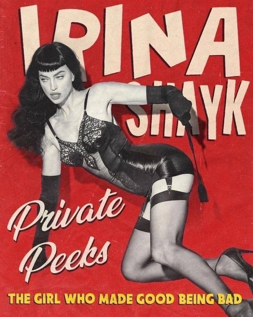 Irina Shayk in the pin-up image of Bettie Page